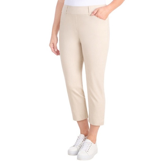 Hilary Radley Pants - Hilary Radley Wonen’s Pull On Capris Stretch Tummy Control Beige Size 18 Tan